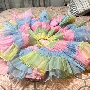 Square dance slip multi colored 18” draw string waist